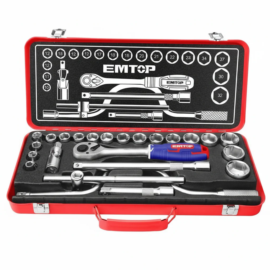 EMTOP 51 Pcs 1/4" & 1/2" Socket Set ESKT42511
