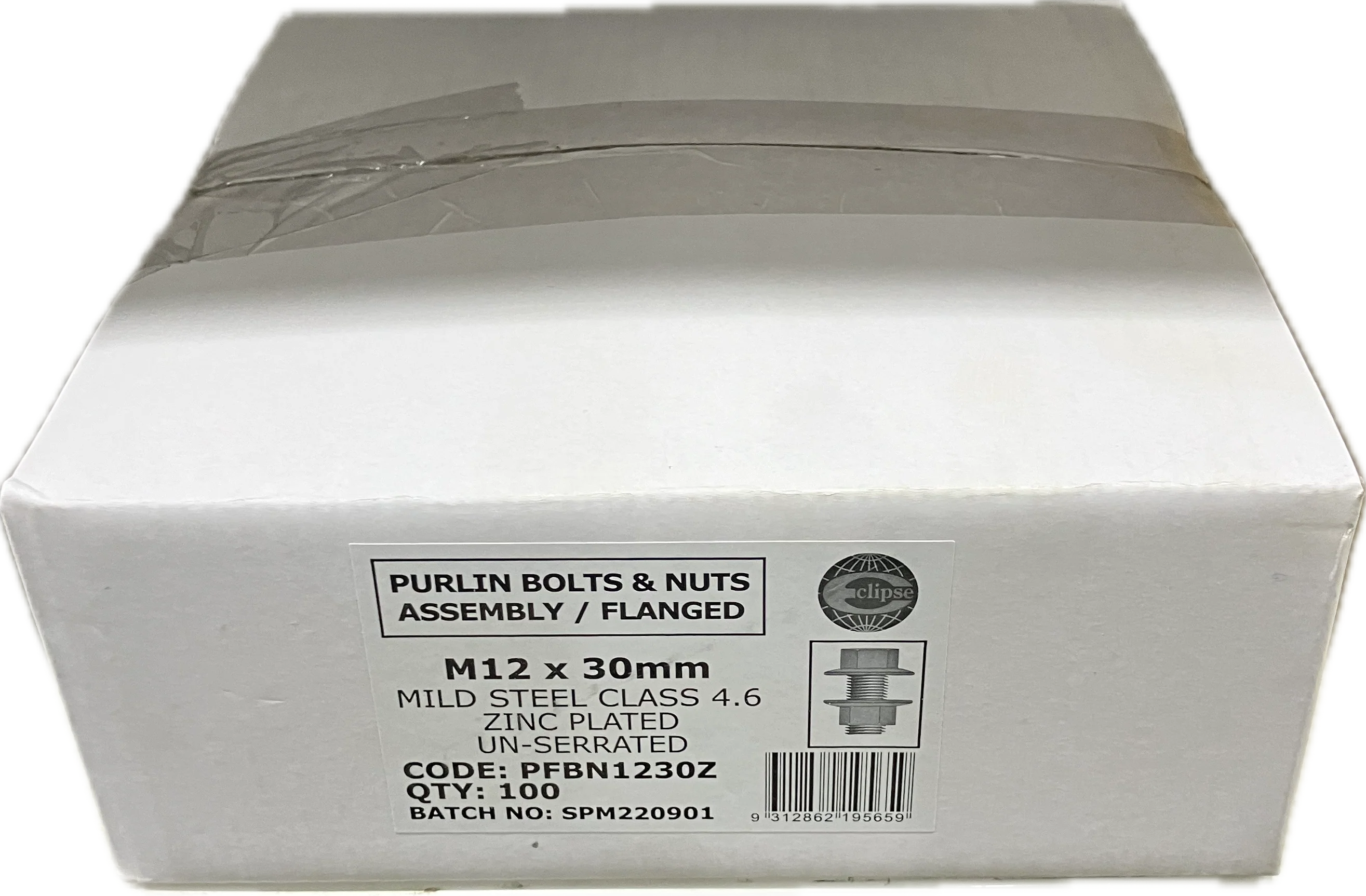 FLANGED PURLIN BOLT- 4.6 M12x30MM [BOX OF 100]
