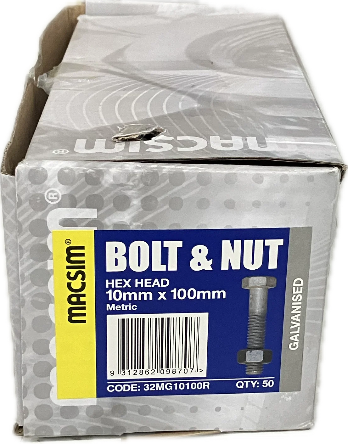 MACSIM GALVANISED HEX HEAD BOLT AND NUT 10MM - Image 3